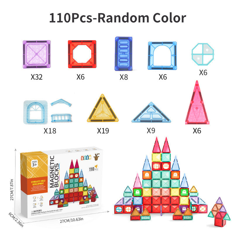 Children's Early Childhood Education Toy Magnetic Building Blocks Pipe Magnet Pure Magnetic Square Suit