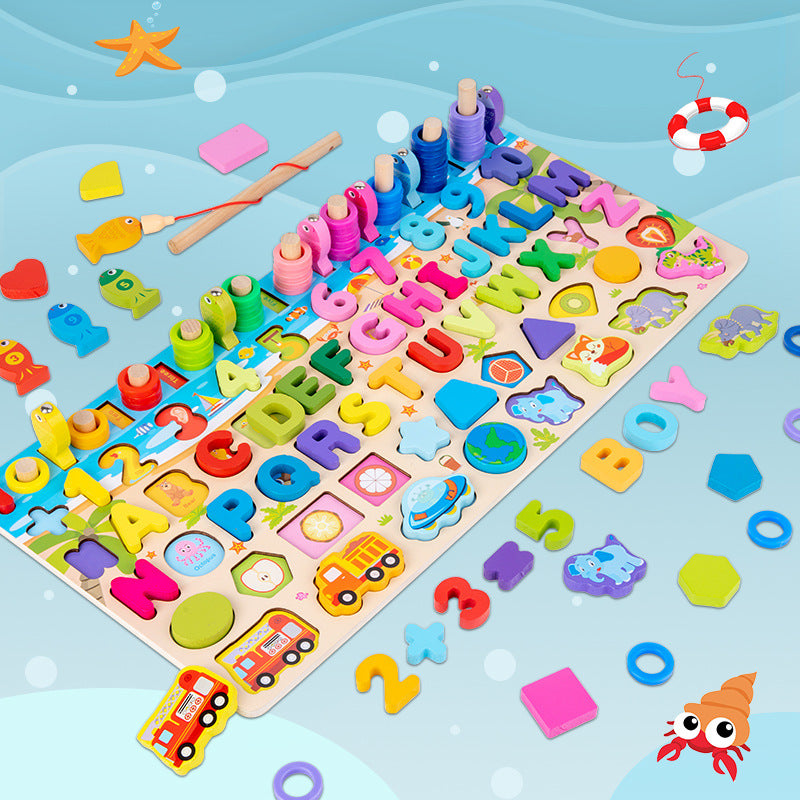 Wooden Multifunctional Numbers Board Magnetic Fishing Children's Digital Computing