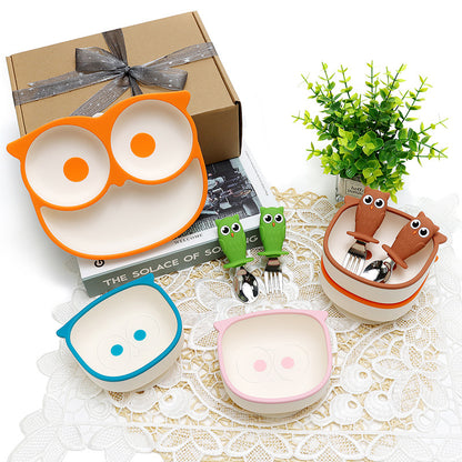 Owl Plate Two-color Epoxy Compartment Suction Cup