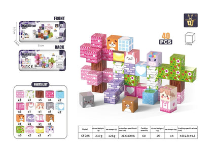 Colored-window Iron Box Mini Magnetic Building Blocks