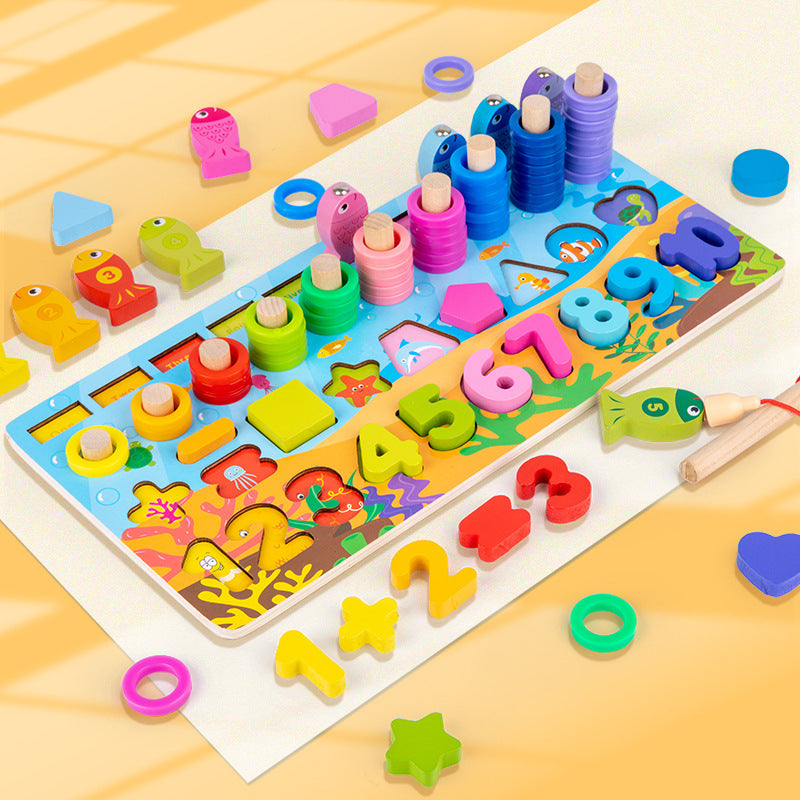 Wooden Multifunctional Numbers Board Magnetic Fishing Children's Digital Computing