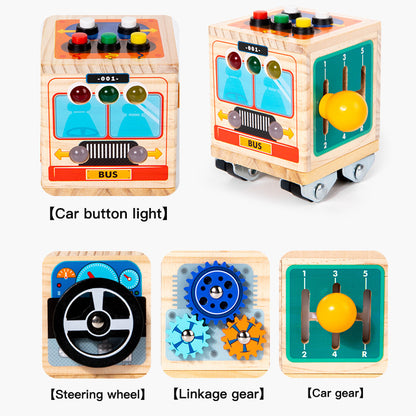 Busy Block Bus Toy Children's Wooden