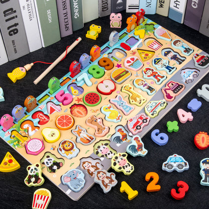 Wooden Multifunctional Numbers Board Magnetic Fishing Children's Digital Computing