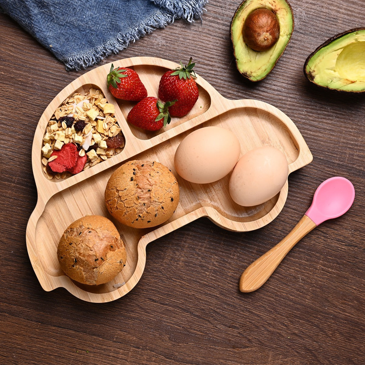 Kids Baby Food Plate Dried Fruit Snack Fruit Plate Household Fruit Divided Tray Animal-Shaped Baby Plate