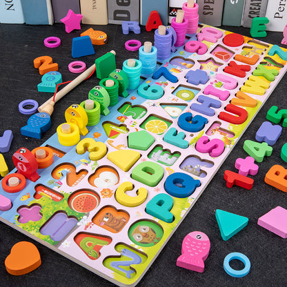 Wooden Multifunctional Numbers Board Magnetic Fishing Children's Digital Computing