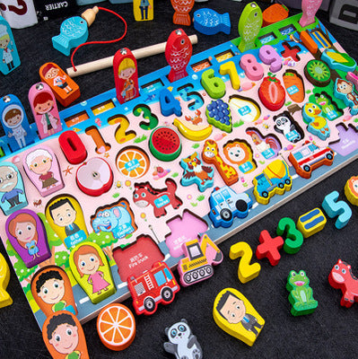Wooden Multifunctional Numbers Board Magnetic Fishing Children's Digital Computing