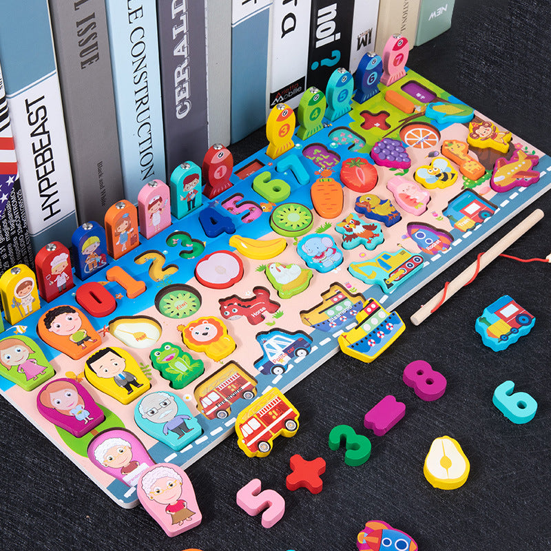 Wooden Multifunctional Numbers Board Magnetic Fishing Children's Digital Computing
