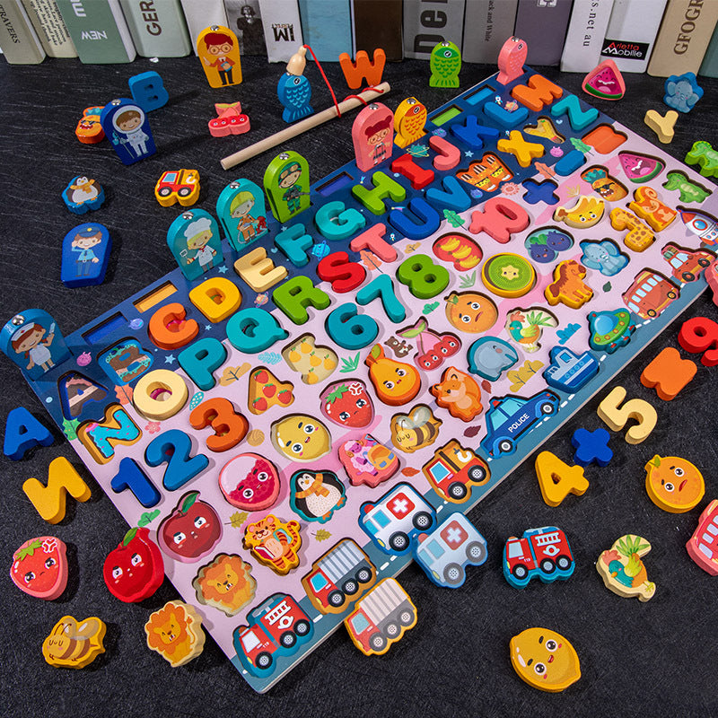 Wooden Multifunctional Numbers Board Magnetic Fishing Children's Digital Computing