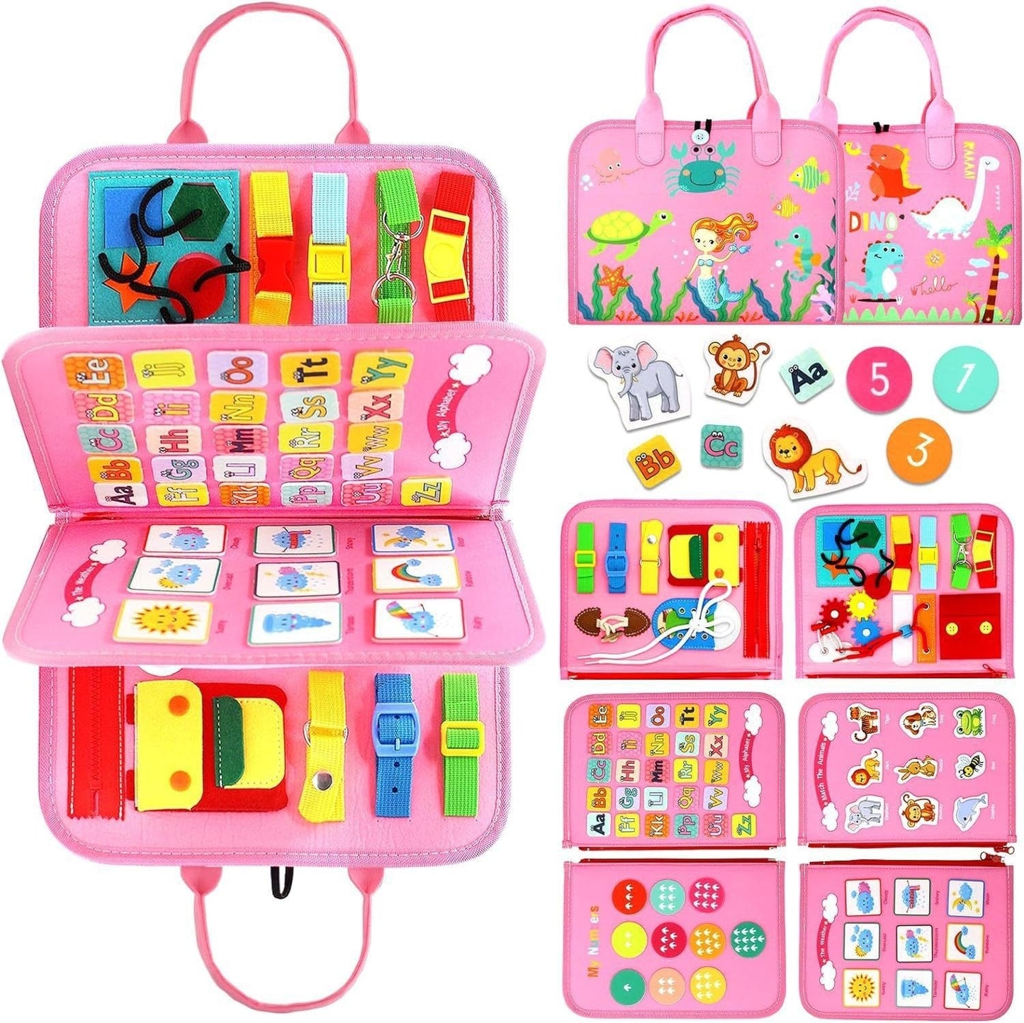 Kids Felt Busy Board | Dressing & Buckle Learning Toy for Toddlers