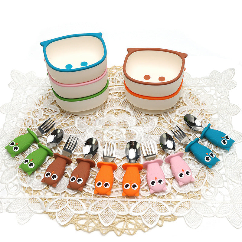 Owl Plate Two-color Epoxy Compartment Suction Cup