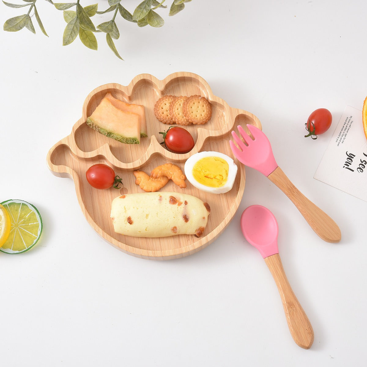 Kids Baby Food Plate Dried Fruit Snack Fruit Plate Household Fruit Divided Tray Animal-Shaped Baby Plate