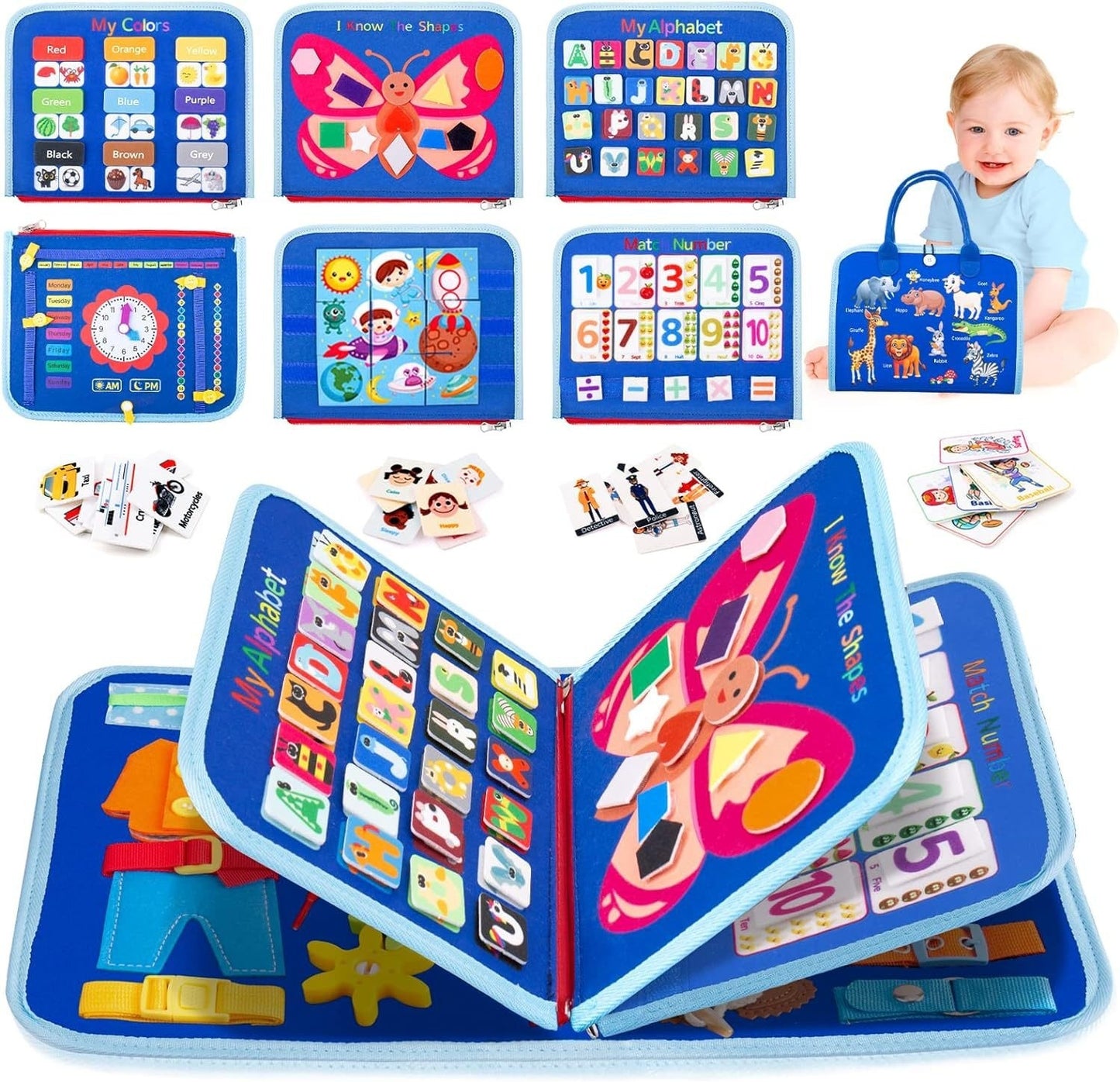 Kids Felt Busy Board | Dressing & Buckle Learning Toy for Toddlers