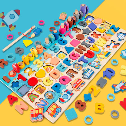 Wooden Multifunctional Numbers Board Magnetic Fishing Children's Digital Computing