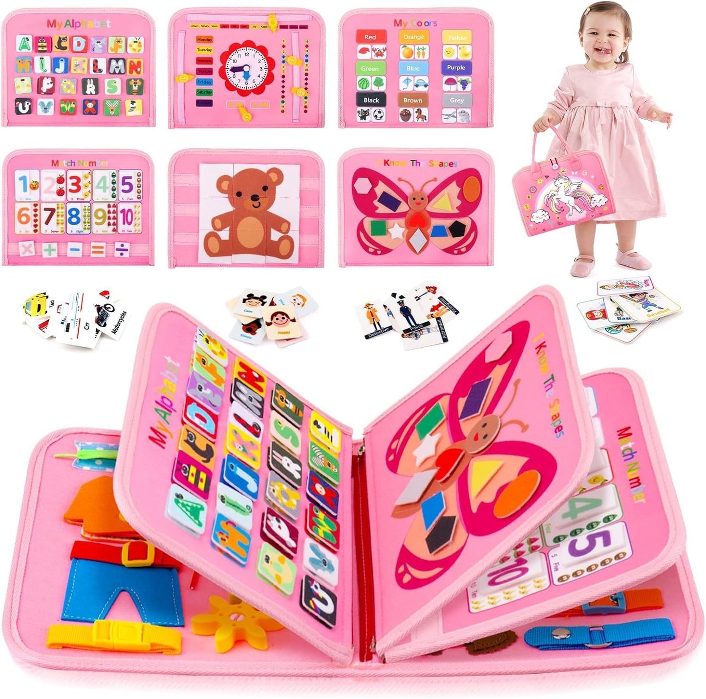 Kids Felt Busy Board | Dressing & Buckle Learning Toy for Toddlers