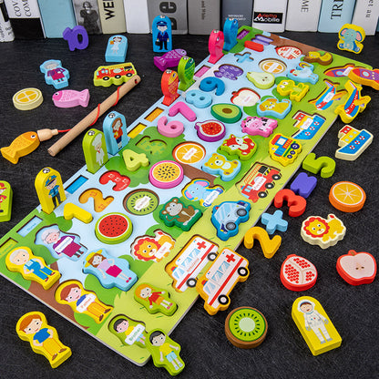 Wooden Multifunctional Numbers Board Magnetic Fishing Children's Digital Computing
