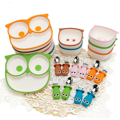Owl Plate Two-color Epoxy Compartment Suction Cup